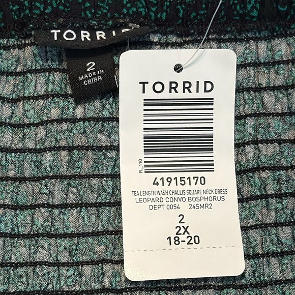 NWT Torrid Tea Length Challis Square Neck Dress Leopard Convo Bosphorus Size 2X - Picture 12 of 16